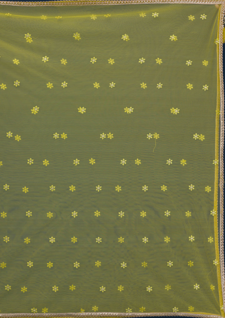 Parrot Green Zariwork Banarasi Readymade Anarkali Suit