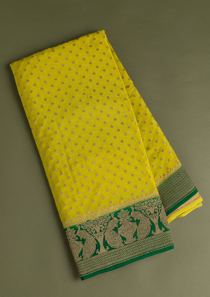 Parrot Green Zariwork Pure Silk Saree