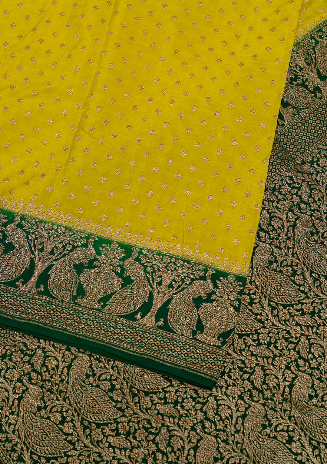 Parrot Green Zariwork Pure Silk Saree