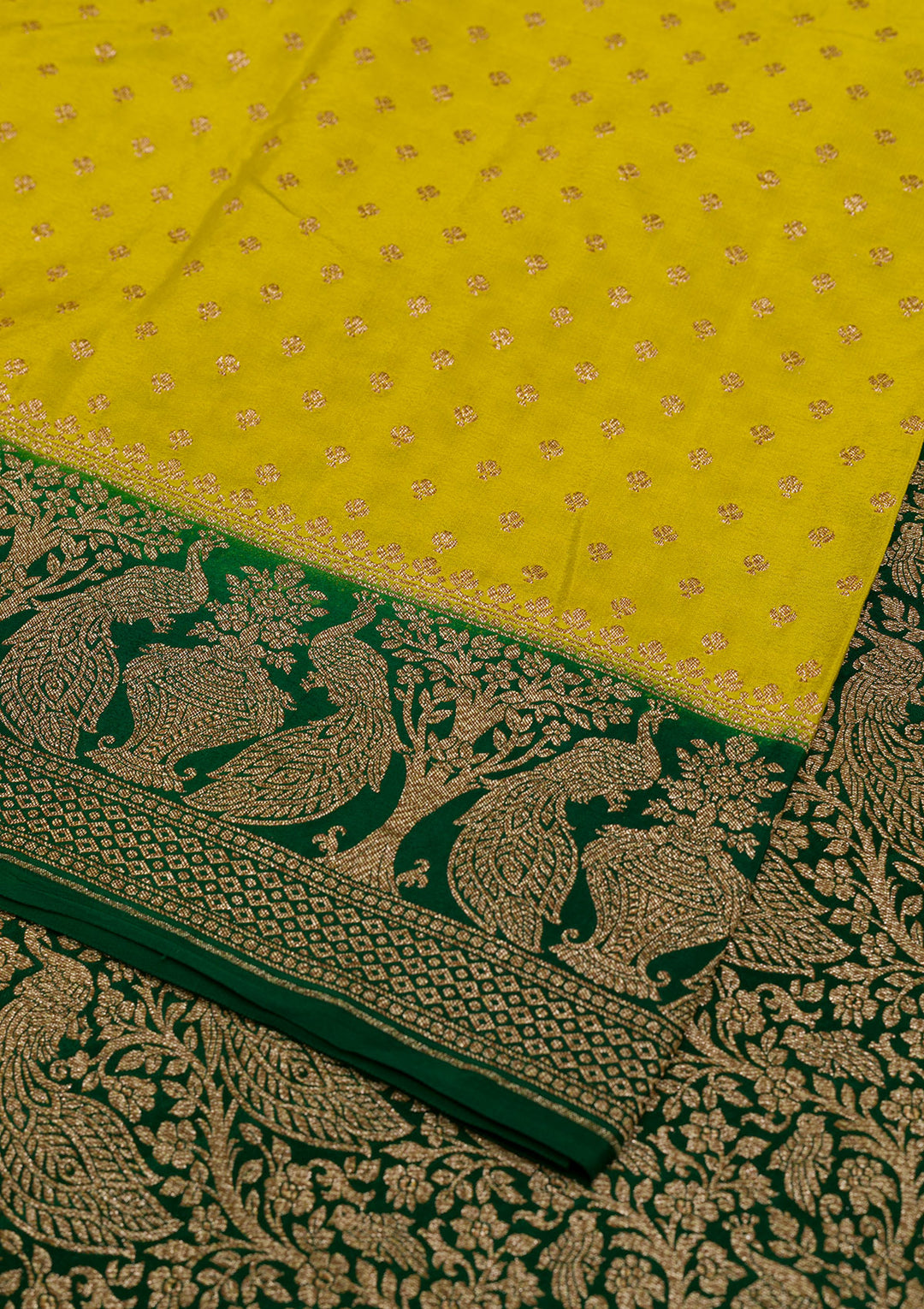 Parrot Green Zariwork Pure Silk Saree