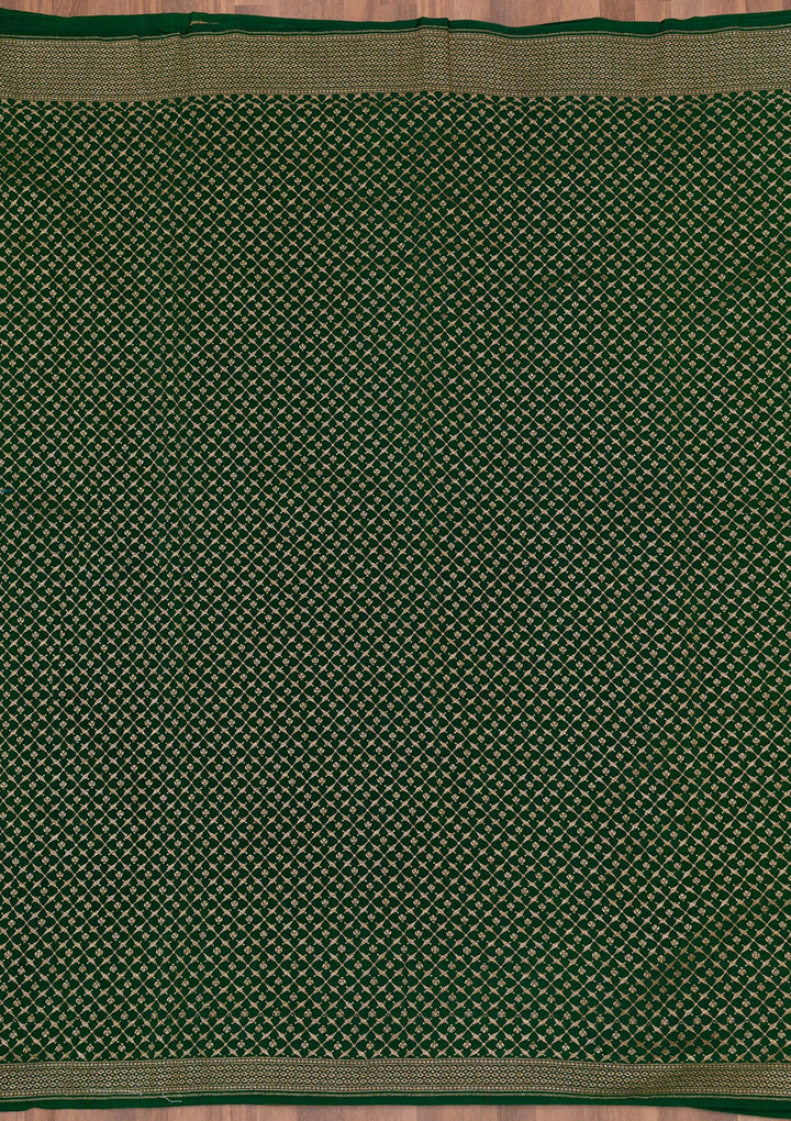 Parrot Green Zariwork Pure Silk Saree