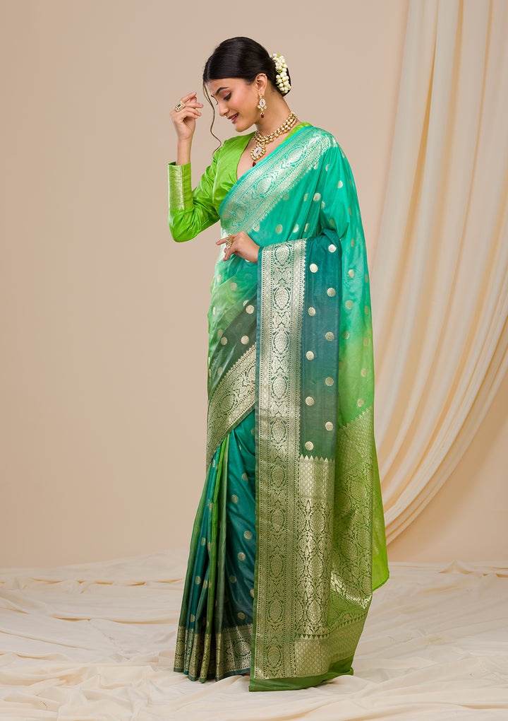 Parrot Green Zariwork Banarasi Silk Saree
