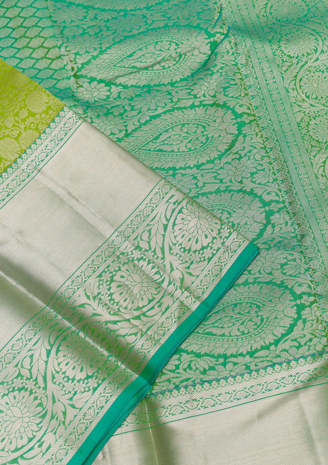 Parrot Green Zariwork Pure Silk Saree