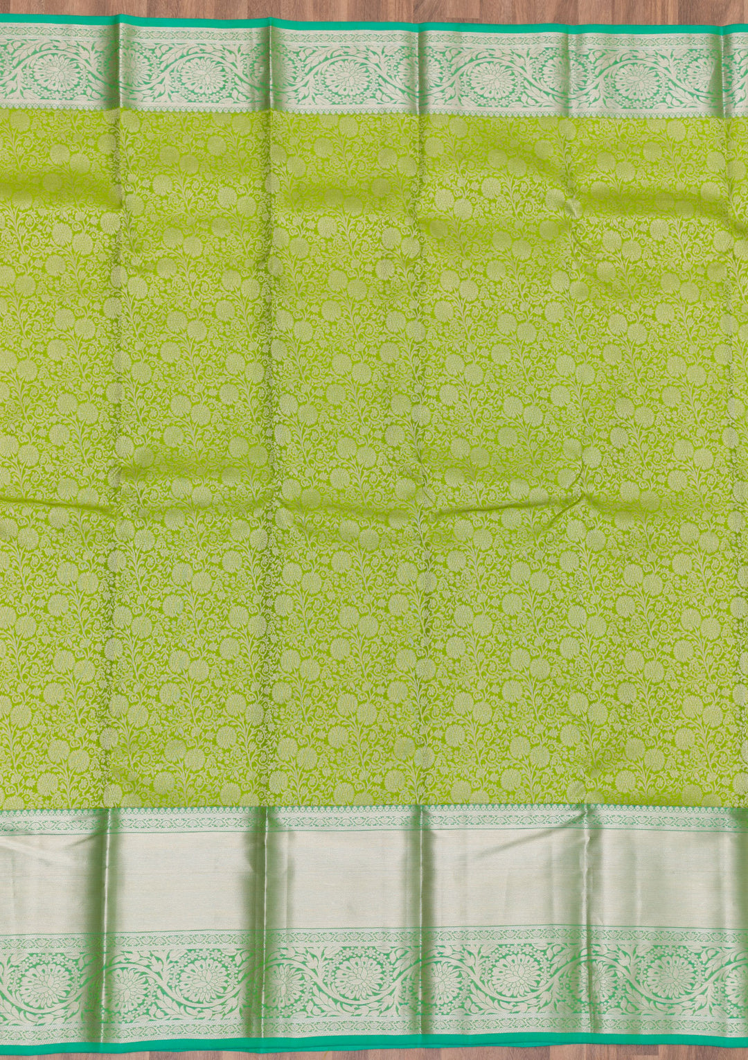 Parrot Green Zariwork Pure Silk Saree