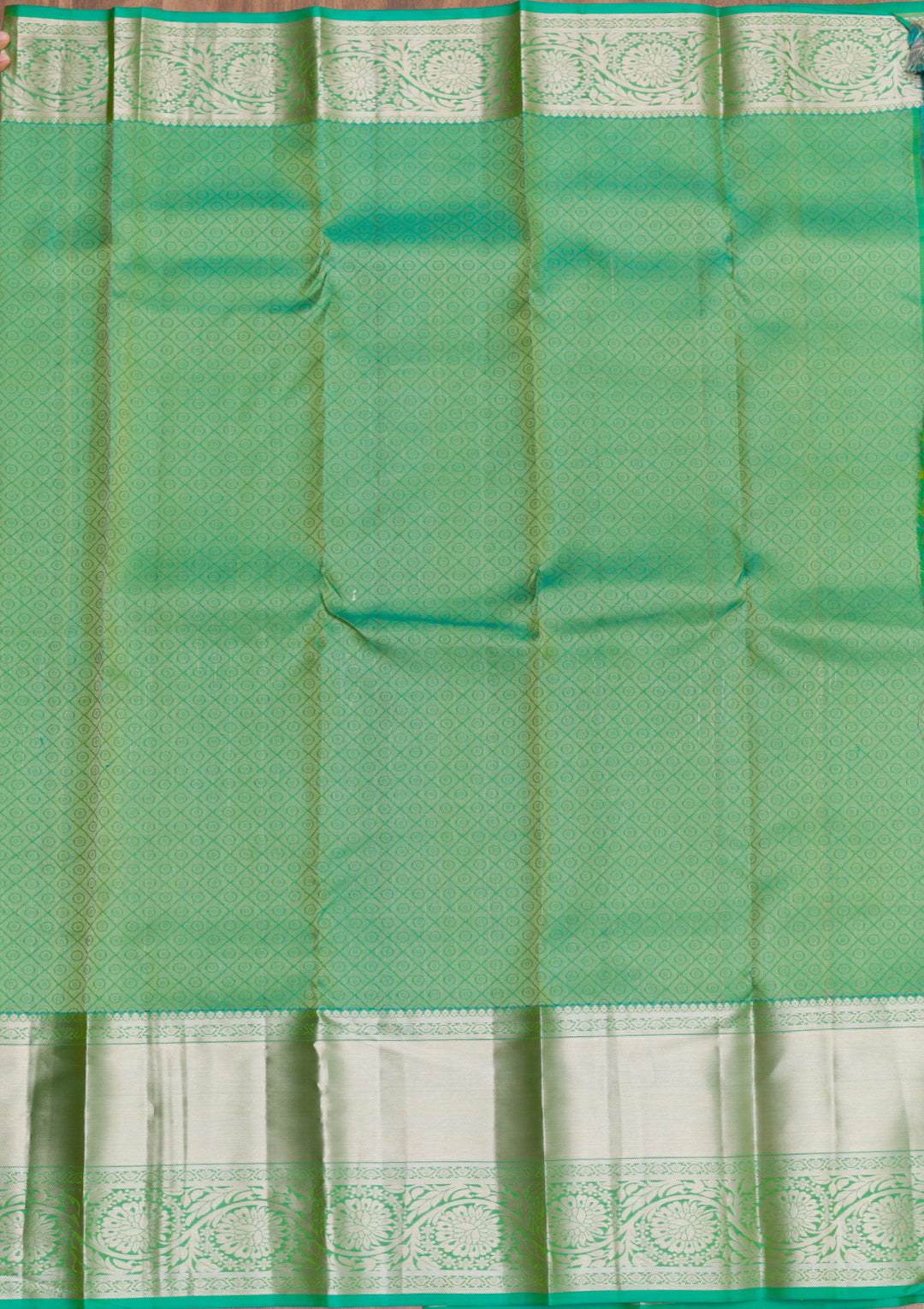 Parrot Green Zariwork Pure Silk Saree