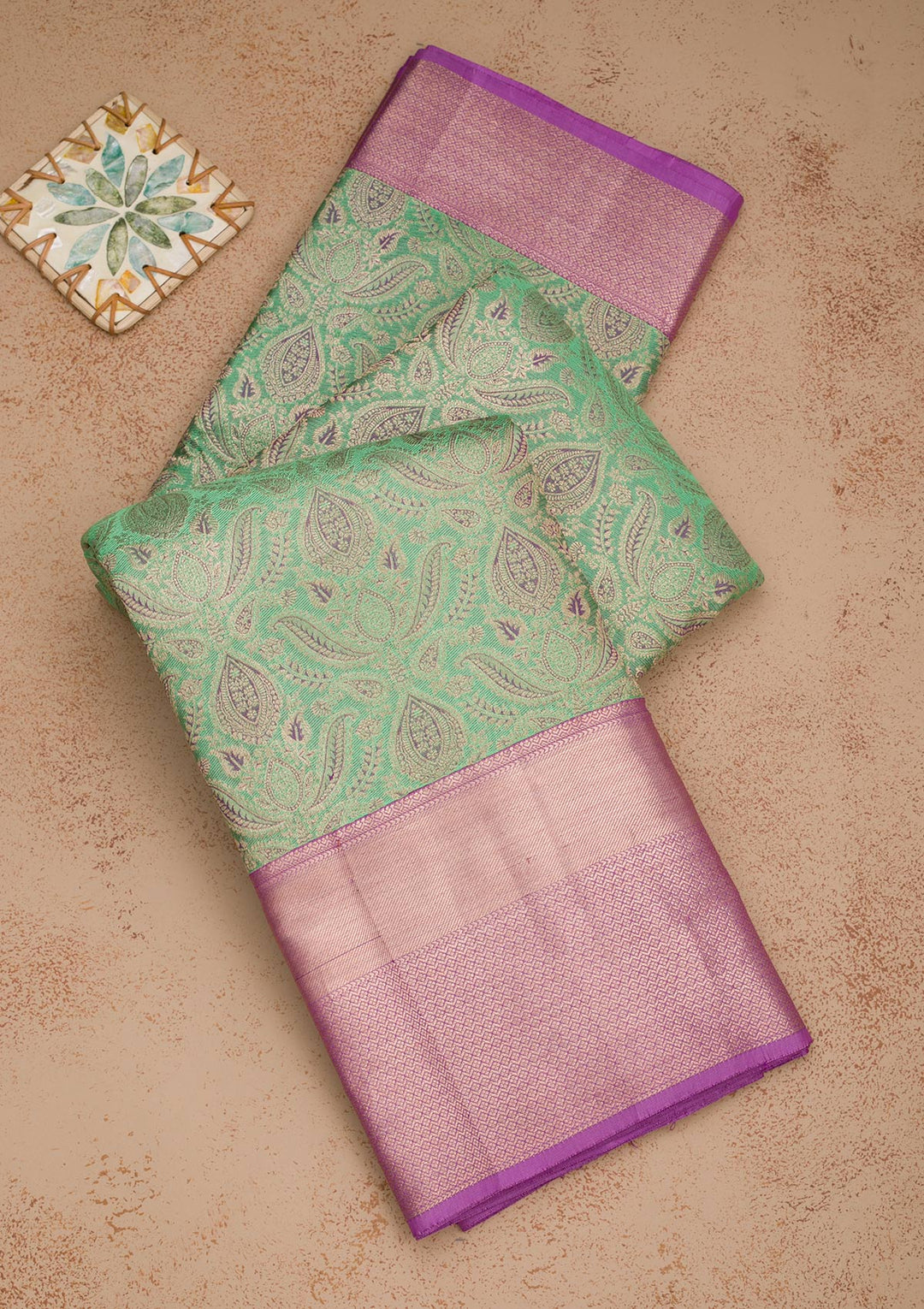 Parrot Green Zariwork Pure Silk Saree