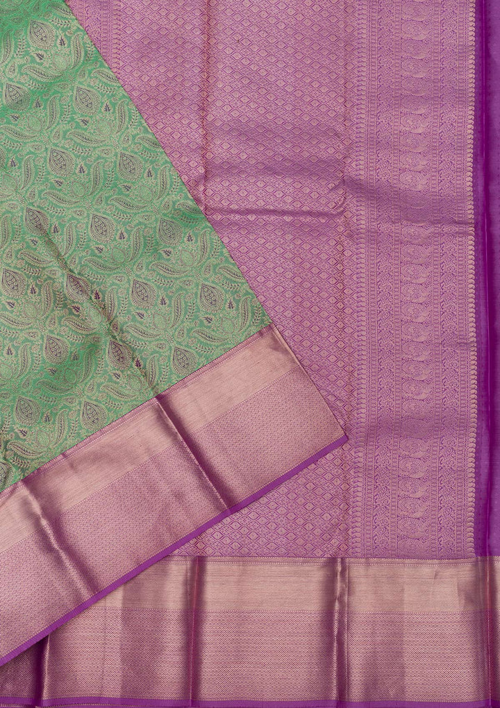 Parrot Green Zariwork Pure Silk Saree