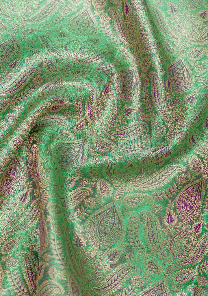 Parrot Green Zariwork Pure Silk Saree