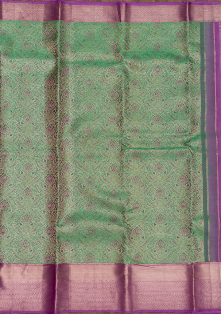 Parrot Green Zariwork Pure Silk Saree