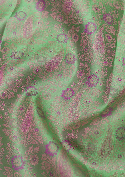 Parrot Green Zariwork Pure Silk Saree-Koskii