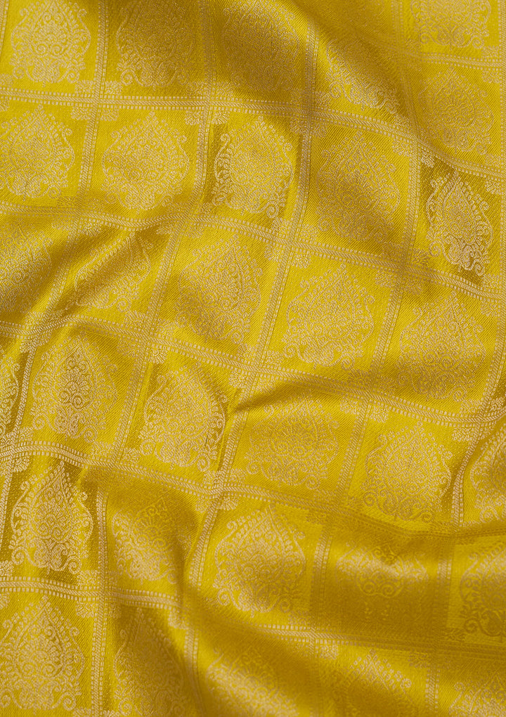 Parrot Green Zariwork Pure Silk Saree