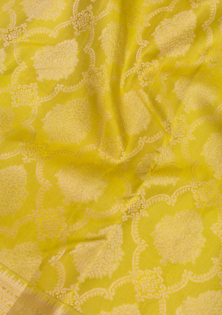 Parrot Green Zariwork Pure Silk Saree