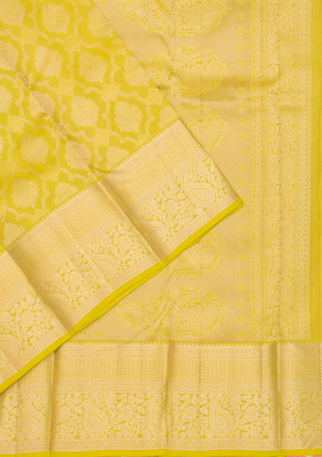 Parrot Green Zariwork Pure Silk Saree