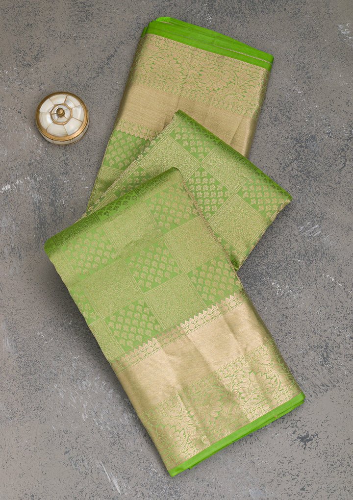 Parrot Green Zariwork Kanjivaram Pure Silk Saree