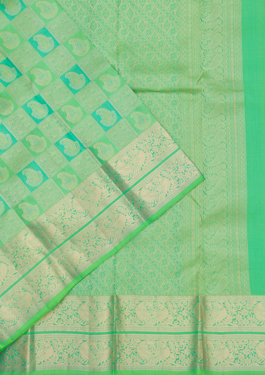 Parrot Green Zariwork Pure Silk Saree