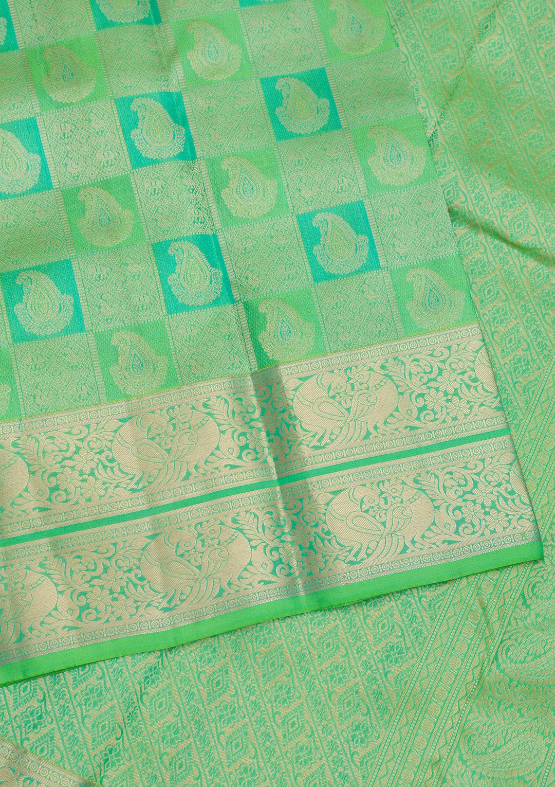 Parrot Green Zariwork Pure Silk Saree