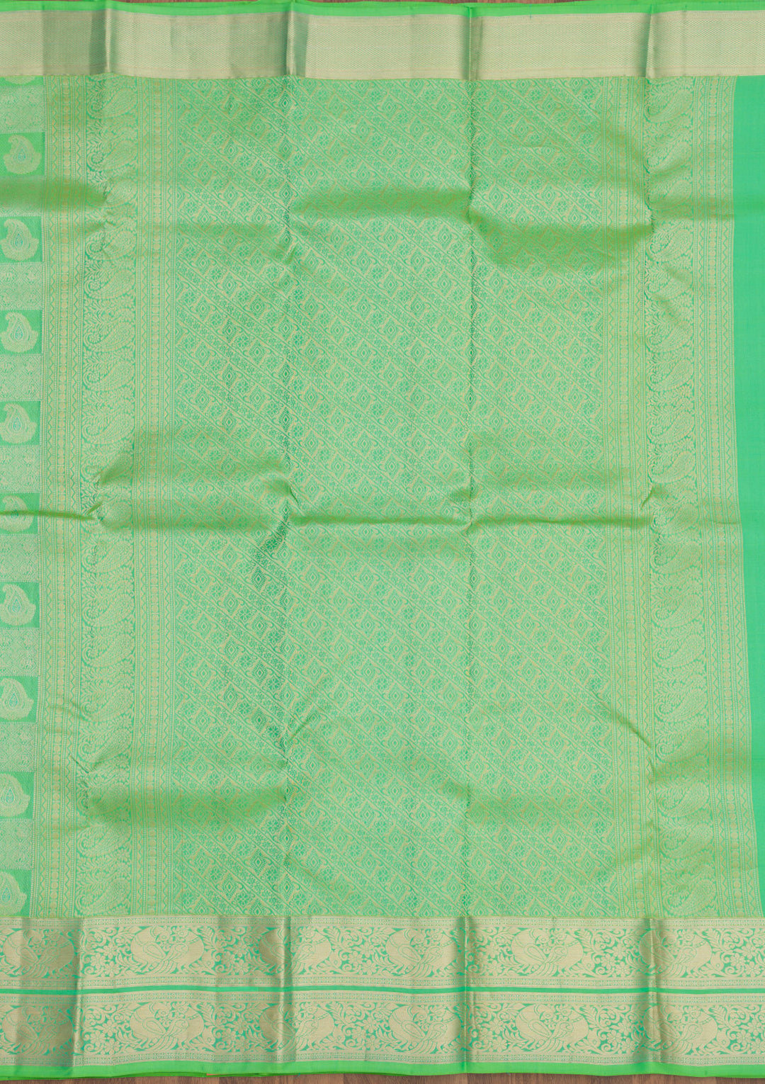 Parrot Green Zariwork Pure Silk Saree