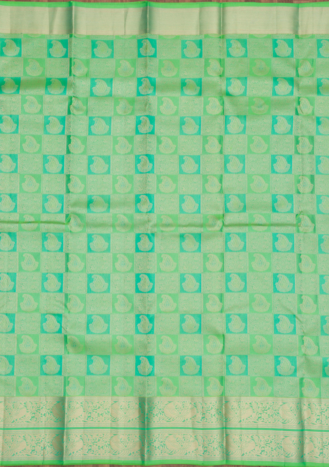 Parrot Green Zariwork Pure Silk Saree