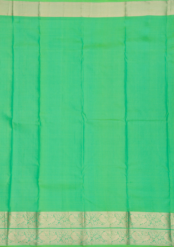 Parrot Green Zariwork Pure Silk Saree
