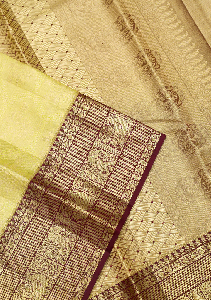 Parrot Green Zariwork Pure Silk Saree