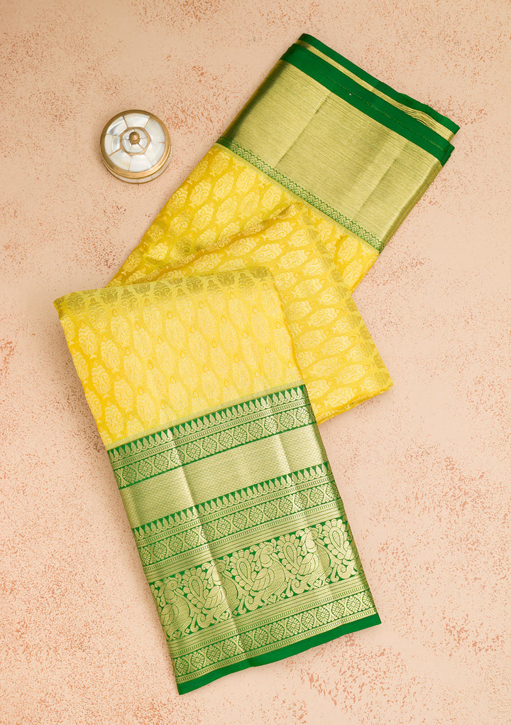 Parrot Green Zariwork Kanjivaram Pure Silk Saree