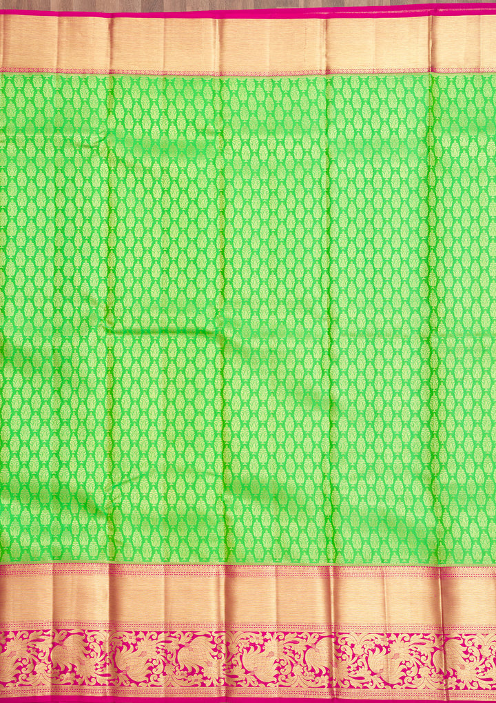 Parrot Green Zariwork Kanjivaram Pure Silk Saree