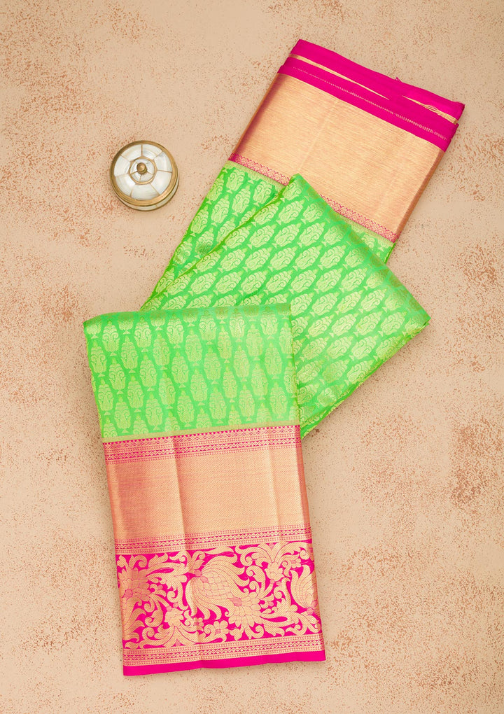 Parrot Green Zariwork Kanjivaram Pure Silk Saree