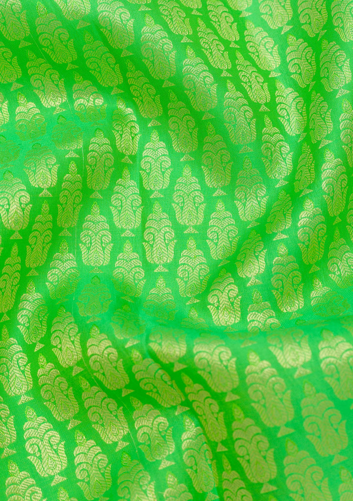 Parrot Green Zariwork Kanjivaram Pure Silk Saree