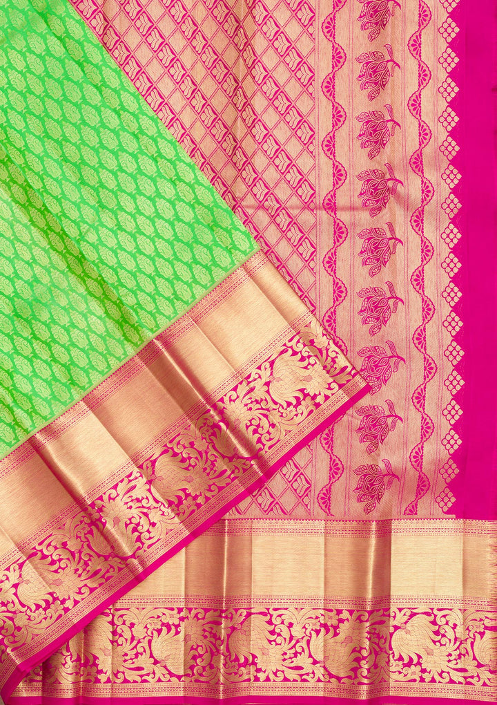 Parrot Green Zariwork Kanjivaram Pure Silk Saree