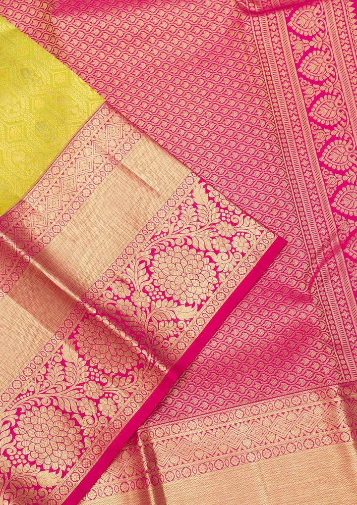 Parrot Green Zariwork Kanjivaram Pure Silk Saree