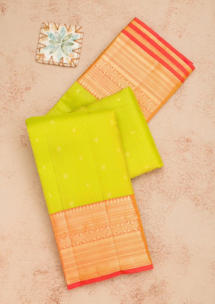 Parrot Green Zariwork Kanjivaram Pure Silk Saree