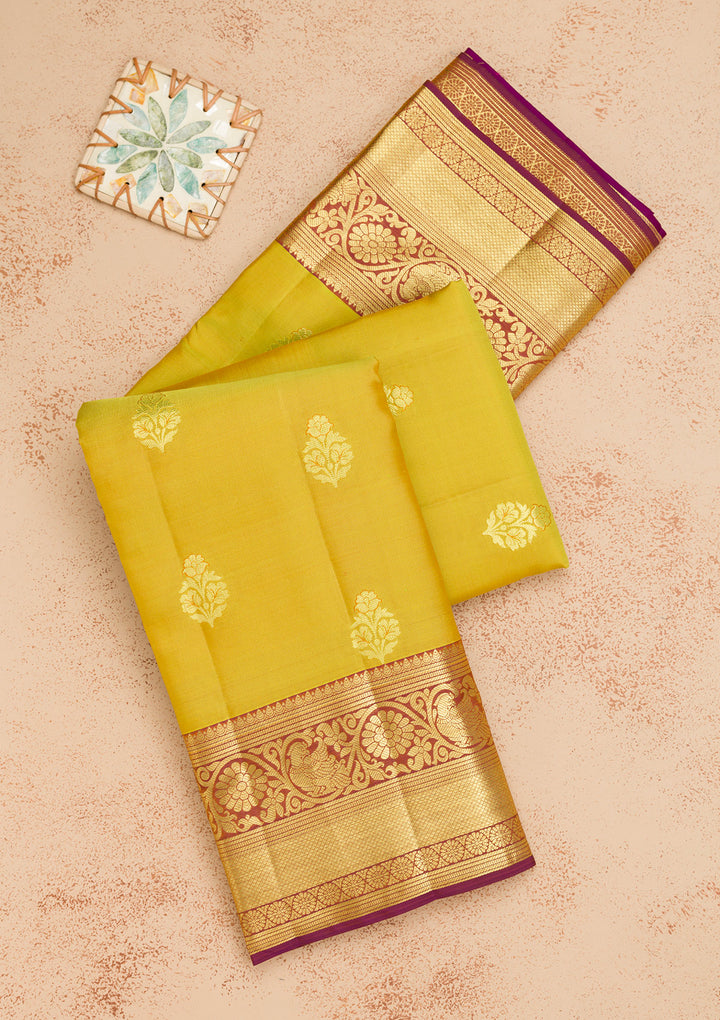 Parrot Green Zariwork Banarasi Pure Silk Saree