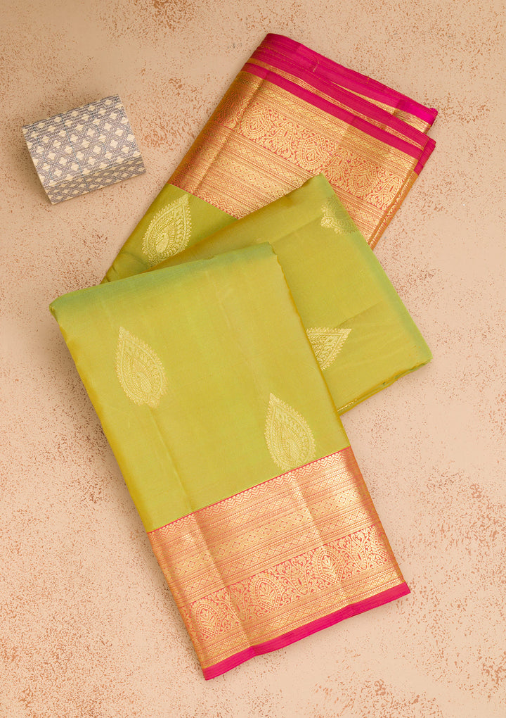 Parrot Green Zariwork Kanjivaram Pure Silk Saree
