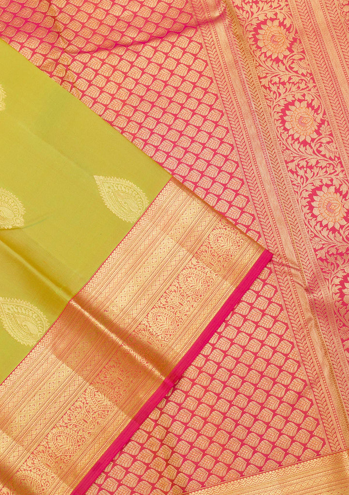 Parrot Green Zariwork Kanjivaram Pure Silk Saree