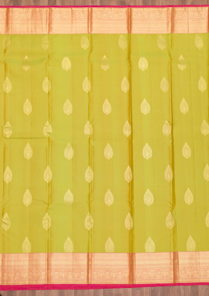 Parrot Green Zariwork Kanjivaram Pure Silk Saree