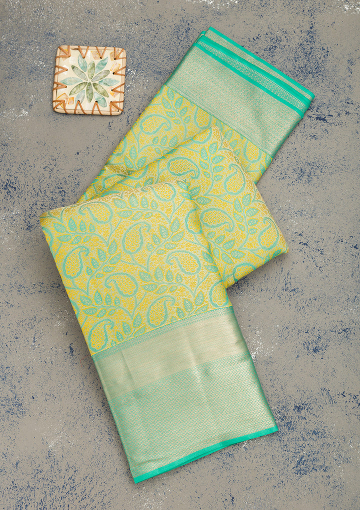 Parrot Green Zariwork Pure Silk Saree