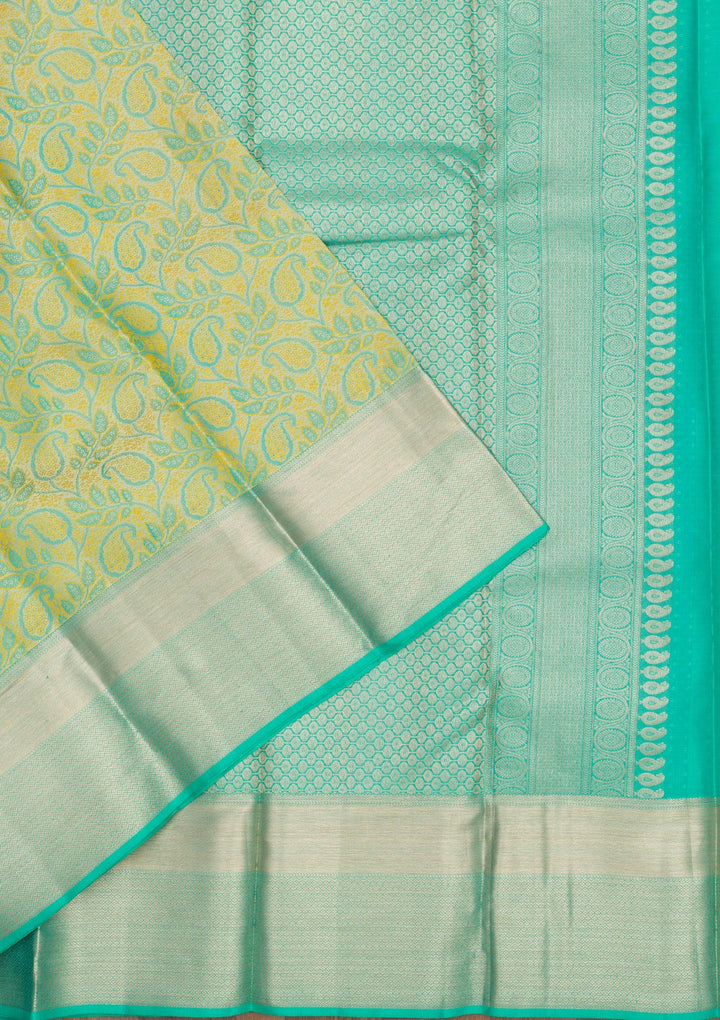 Parrot Green Zariwork Pure Silk Saree