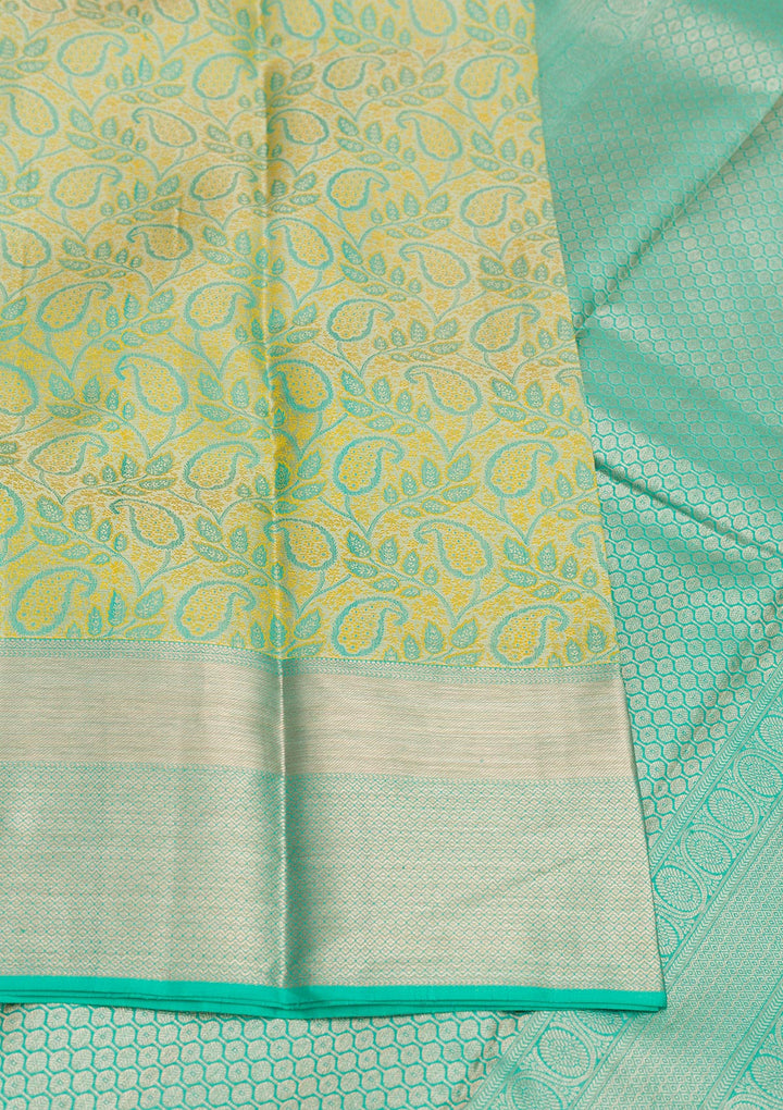 Parrot Green Zariwork Pure Silk Saree