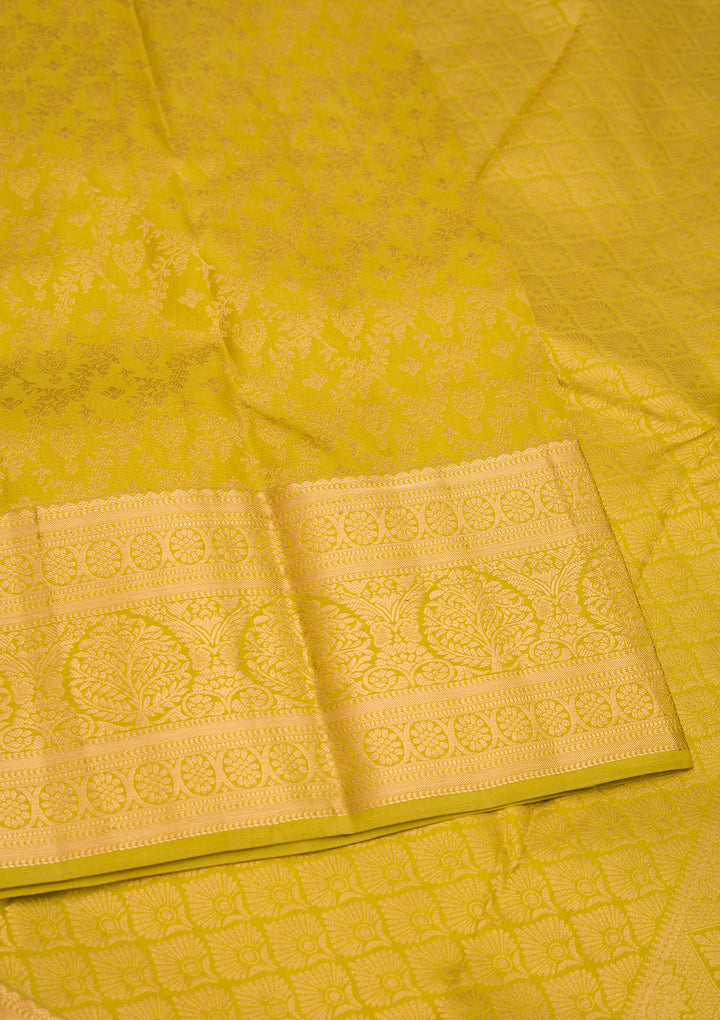 Parrot Green Zariwork Pure Silk Saree