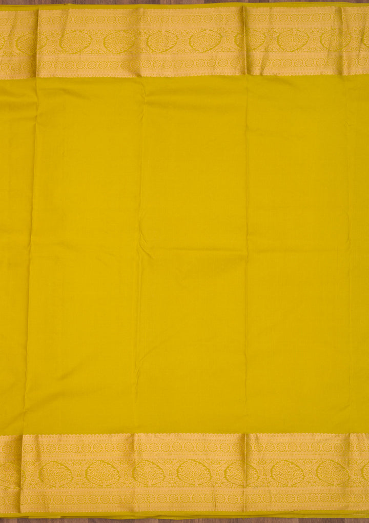 Parrot Green Zariwork Pure Silk Saree