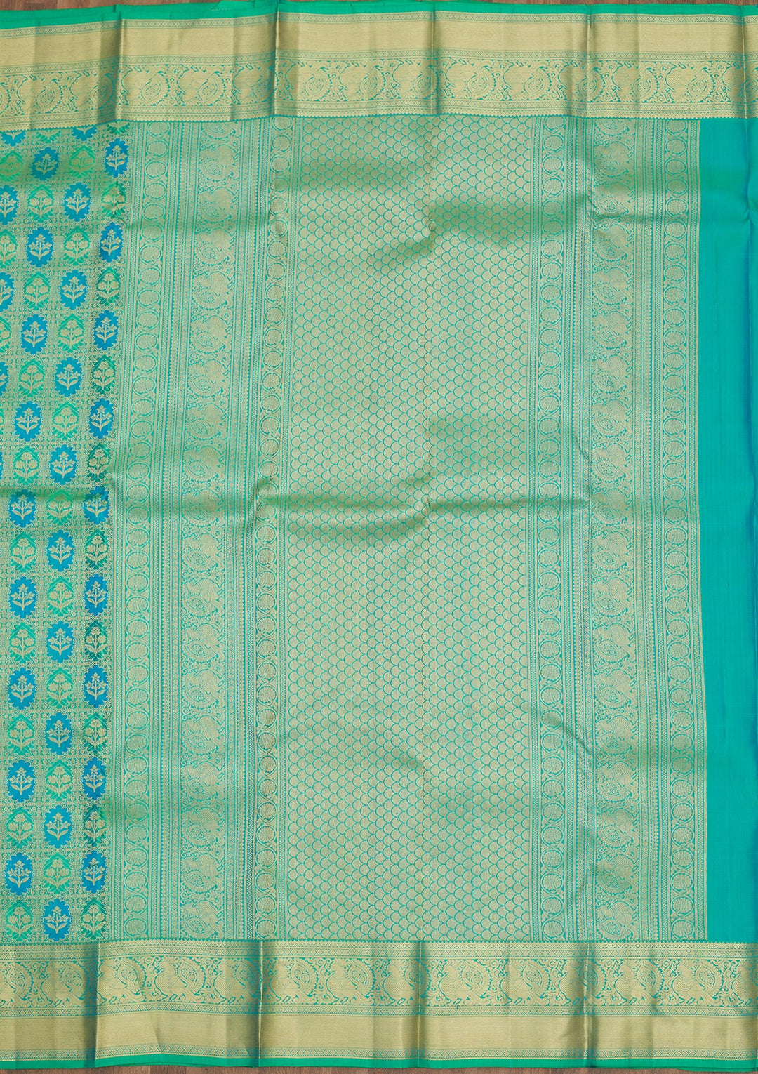 Parrot Green Zariwork Pure Silk Saree