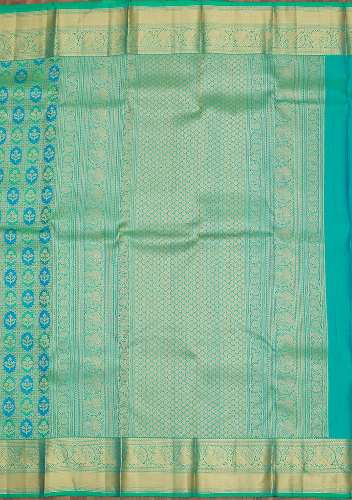 Parrot Green Zariwork Pure Silk Saree