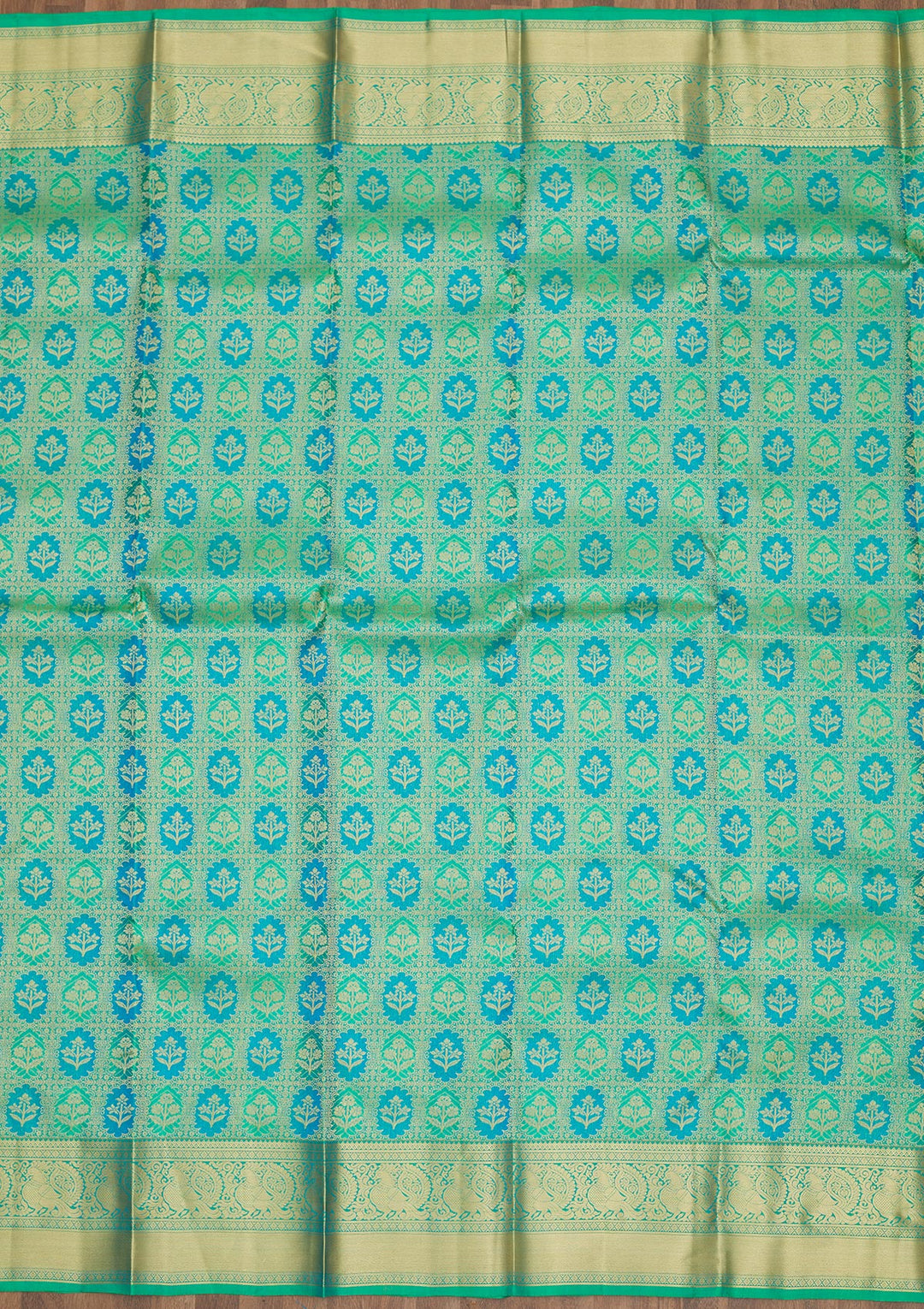 Parrot Green Zariwork Pure Silk Saree