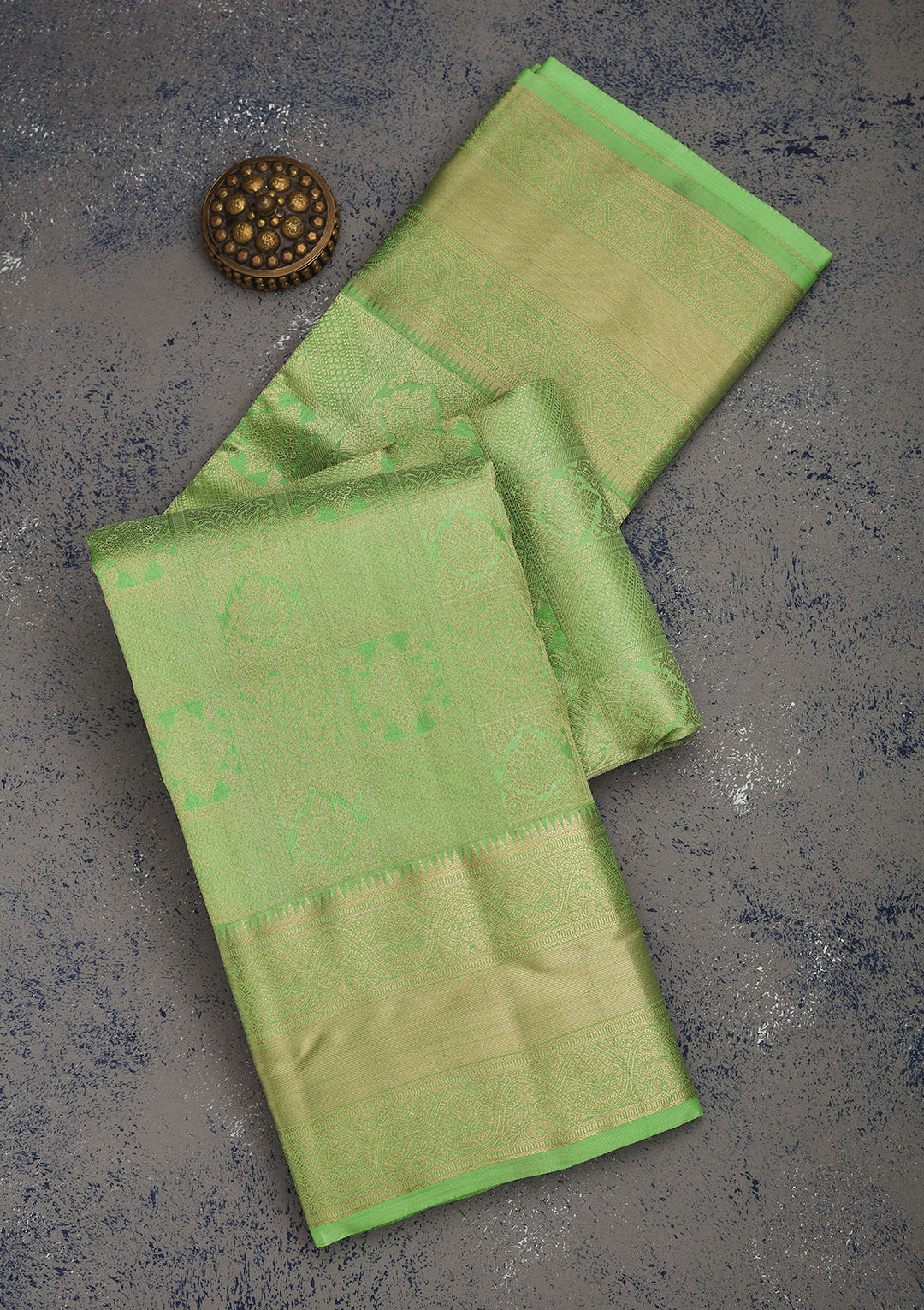 Parrot Green Zariwork Pure Silk Saree