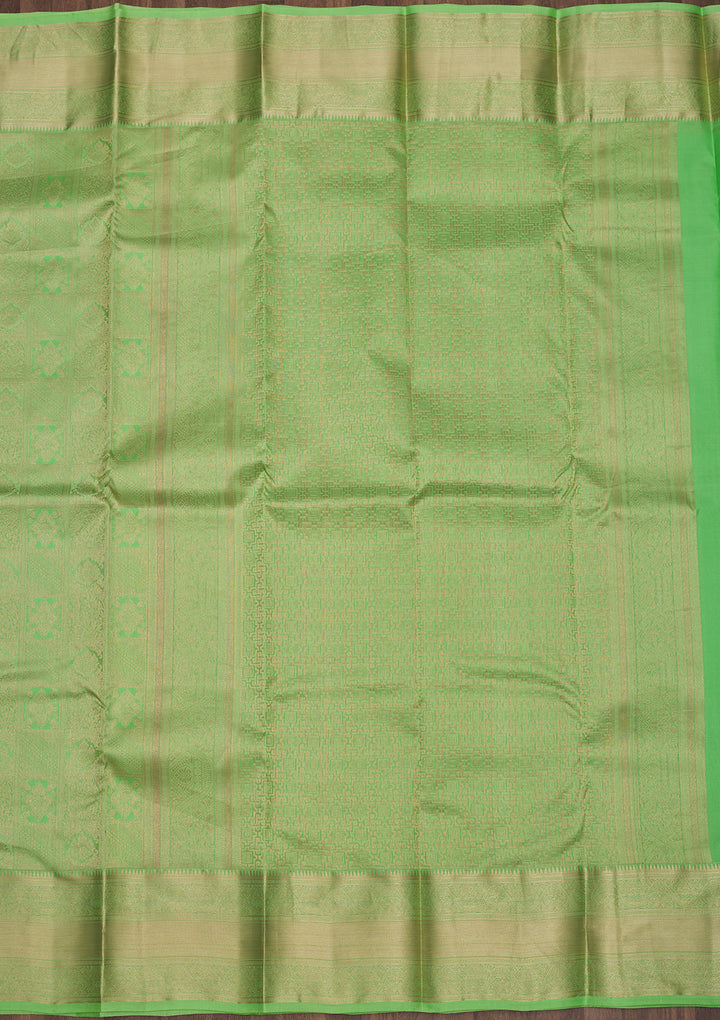 Parrot Green Zariwork Pure Silk Saree
