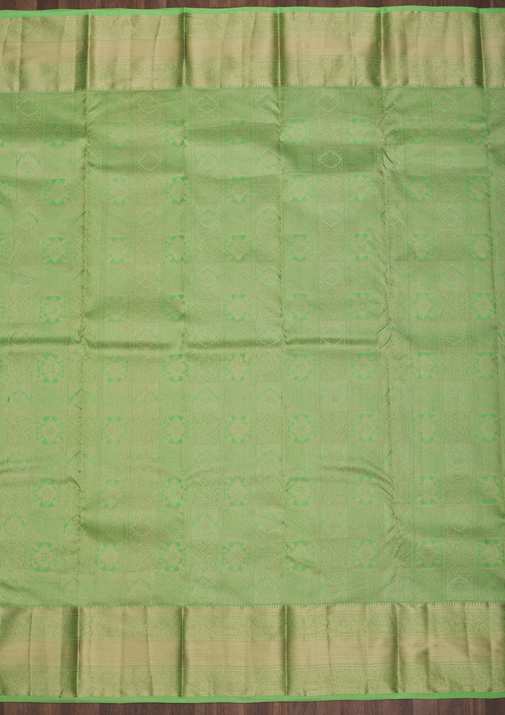 Parrot Green Zariwork Pure Silk Saree