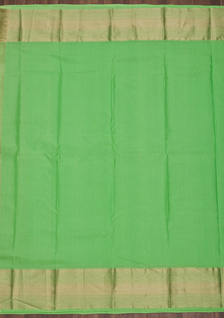 Parrot Green Zariwork Pure Silk Saree