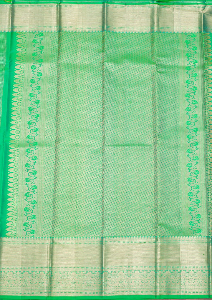 Parrot Green Zariwork Pure Silk Saree