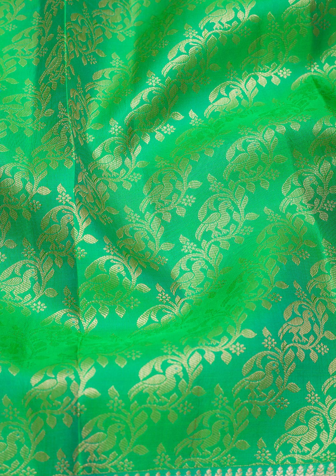 Parrot Green Zariwork Pure Silk Saree
