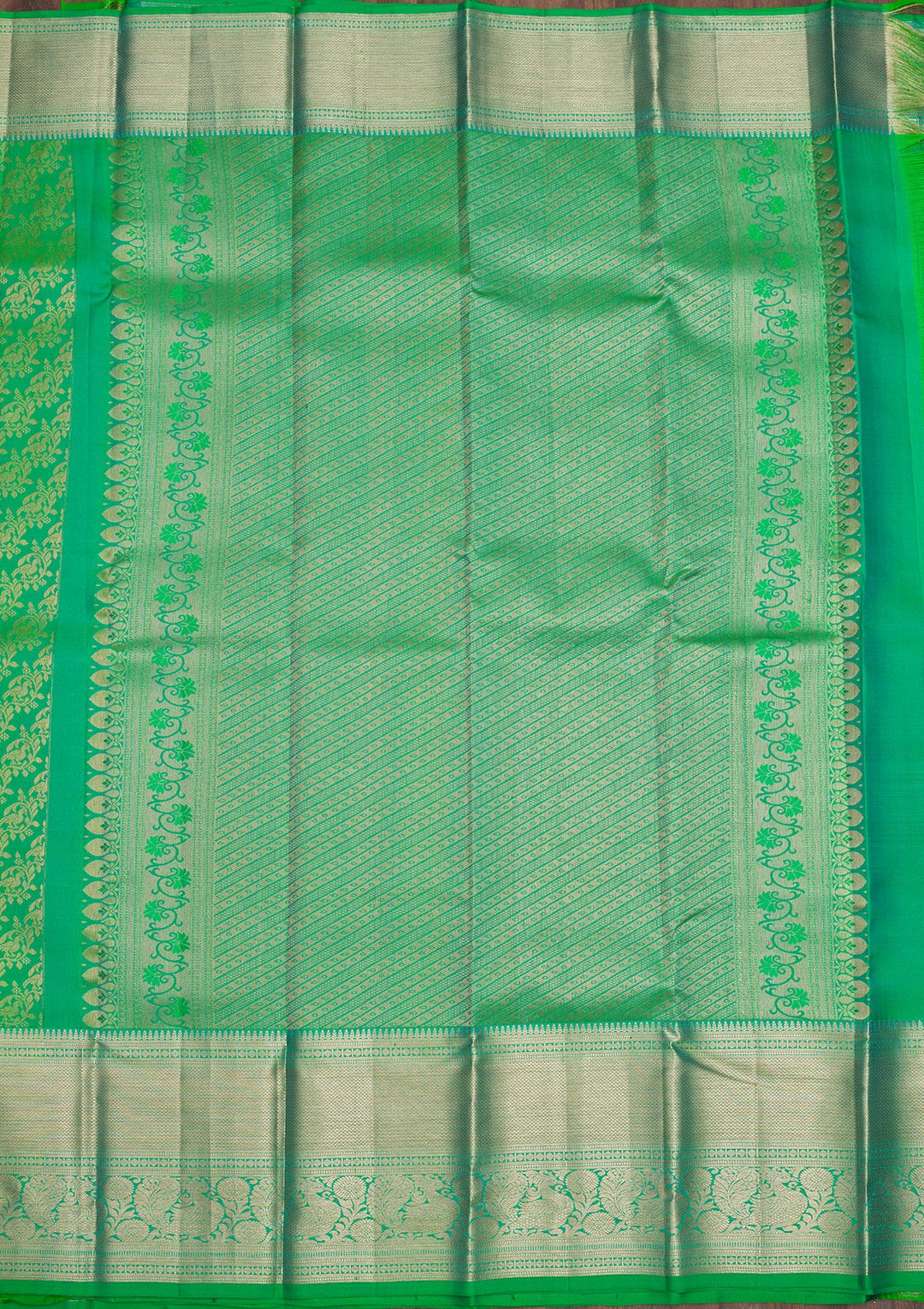 Parrot Green Zariwork Pure Silk Saree